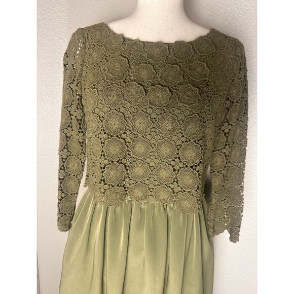 Daniel Cremieux Lace Dress Olive Size 6 feminine elegant quiet luxury - Picture 2 of 4